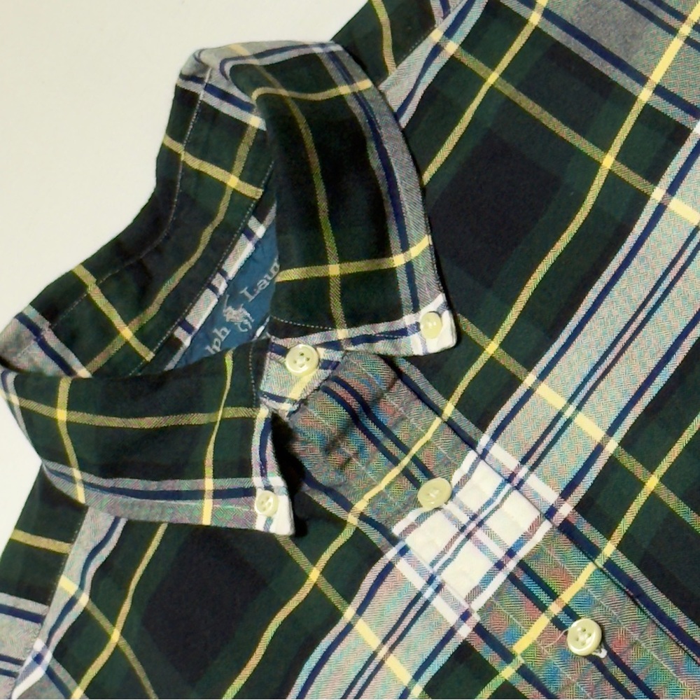 Ralph Lauren classic fit green plaid oxford  17 32/33